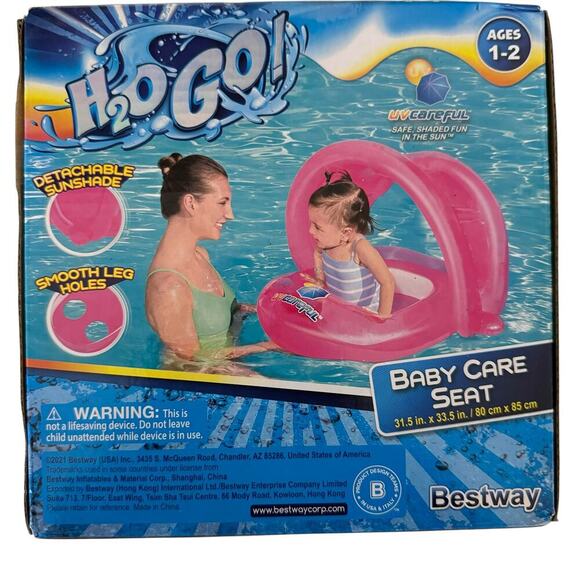 Bestway H2OGO! Bestway - UV Careful Baby Care Seat Pool Float, Pink NWT - Picture 2 of 4